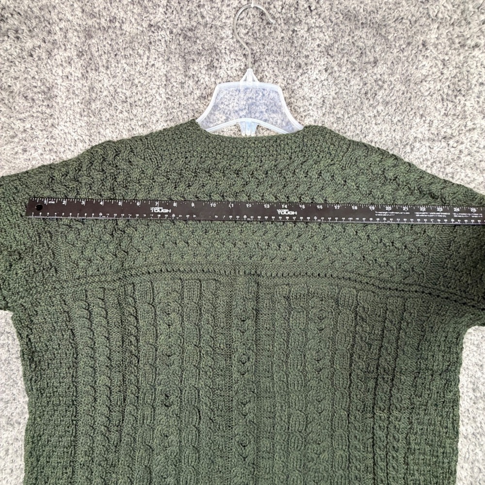 Vtg Connemara Knitwear Women's XL Green Merino Wool Cardigan Sweater Cable Knit - Picture 16 of 16
